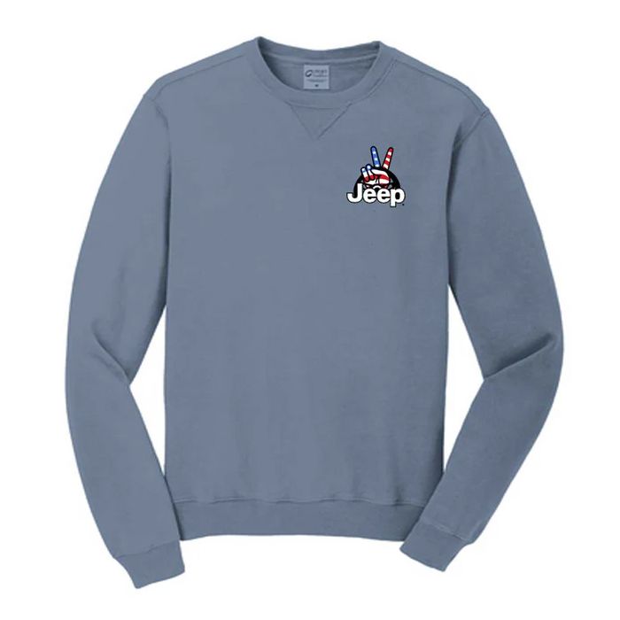 Mens/Unisex Jeep Wave Crew Sweatshirt Denim Medium