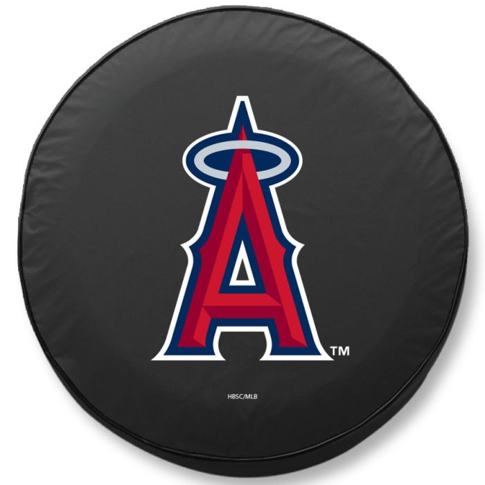 Los Angeles Angels Tire Cover - Size E - (29.75"x8") on Black Vinyl