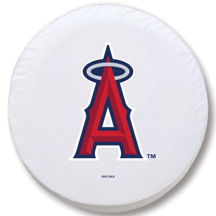 Los Angeles Angels Tire Cover - Size C (31.25"x12") on White Vinyl