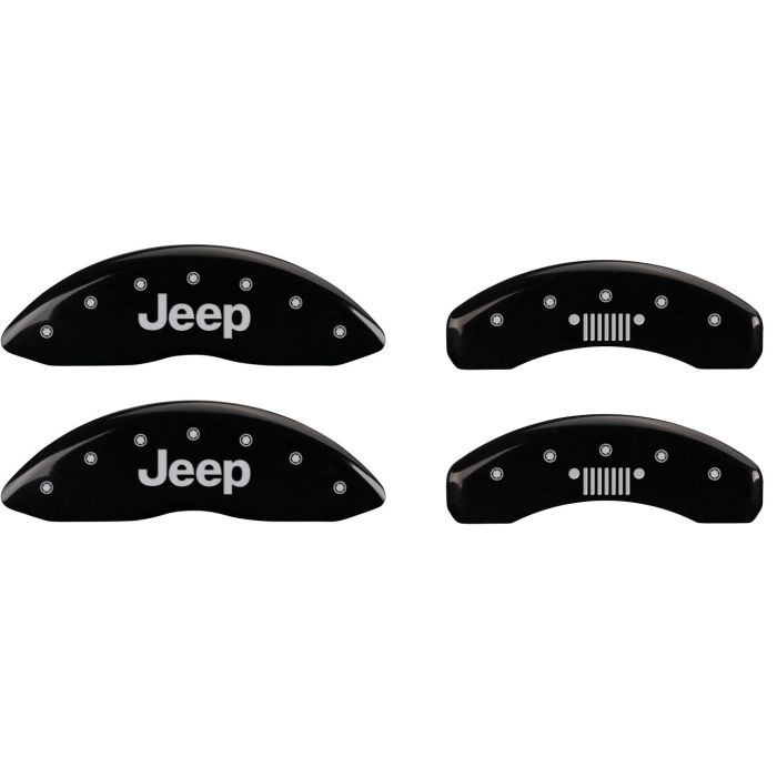 MGP Caliper Covers  Front Jeep Logo Covers with Rear Grill Logo Brake Caliper Covers with Single Piston for 14-19 Jeep Cherokee KL