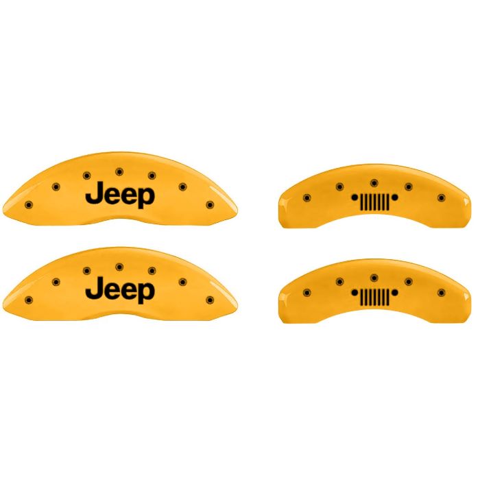 MGP Caliper Covers  Front Jeep Logo Covers with Rear Grill Logo Brake Caliper Covers with Single Piston for 14-19 Jeep Cherokee KL