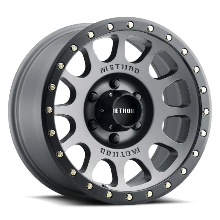 MR305 NV, 17x8.5, 0mm Offset, 5x5, 94mm Centerbore, Titanium - Matte Black Lip