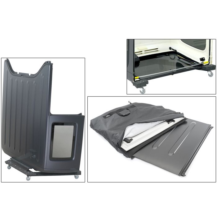 Quadratec  Deluxe Heavy Duty Hardtop Storage Cart with Rear Window Retainer Bar & MasterTop Freedom Panel Storage Bag for 07-21 Jeep Wrangler JK & JL
