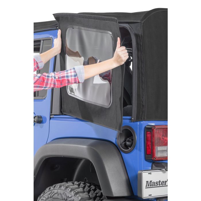 MasterTop  Replacement Rear Quarter Windows for 07-18 Jeep Wrangler JK Unlimited 4-Door with Original Factory Mopar Soft Top