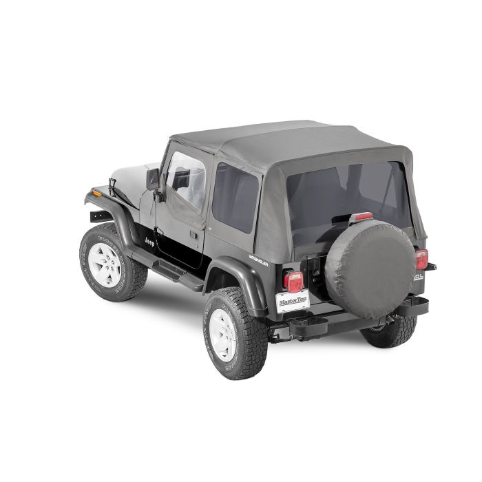 MasterTop 15111135 Premium Replacement Soft Top with Tinted Windows in Black Diamond for 88-95 Jeep Wrangler YJ