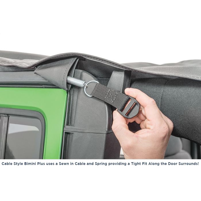 MasterTop  Cable Style Bimini Top Plus in MasterTwill® Fabric for 07-18 Jeep Wrangler JK 2-Door