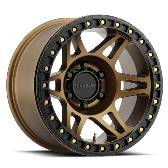 Method Race Wheels  MR106 Bronze Beadlock Alloy Wheel in 17x9 Size with 5x5 Bolt Pattern & 3.5" Backspacing for 07-18 Jeep Wrangler JK and 99-18 Grand Cherokee WJ, WK, & WK2
