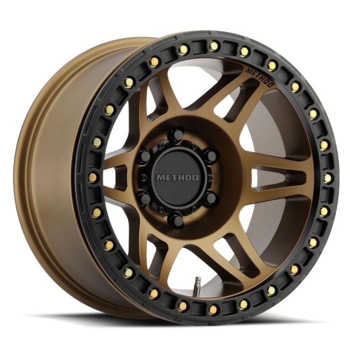 Method Race Wheels  MR106 Bronze Beadlock Alloy Wheel in 17x9 Size with 5x5 Bolt Pattern & 3.5" Backspacing for 07-18 Jeep Wrangler JK and 99-18 Grand Cherokee WJ, WK, & WK2
