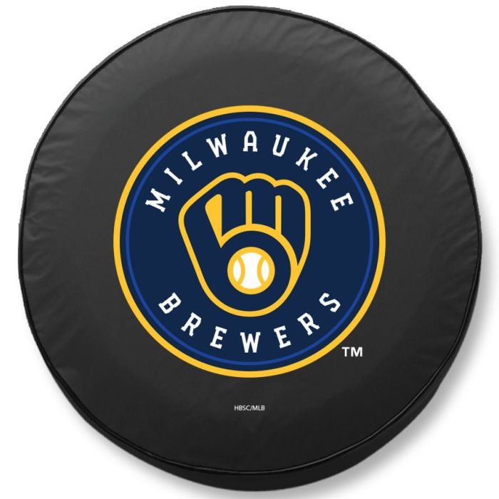 Milwaukee Brewers Tire Cover - Size C - (31.25"x12") on Black Vinyl