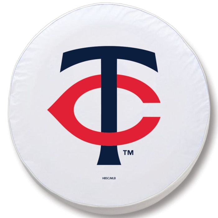 Minnesota Twins Tire Cover - Size Small - (28.5"x8") on White Vinyl