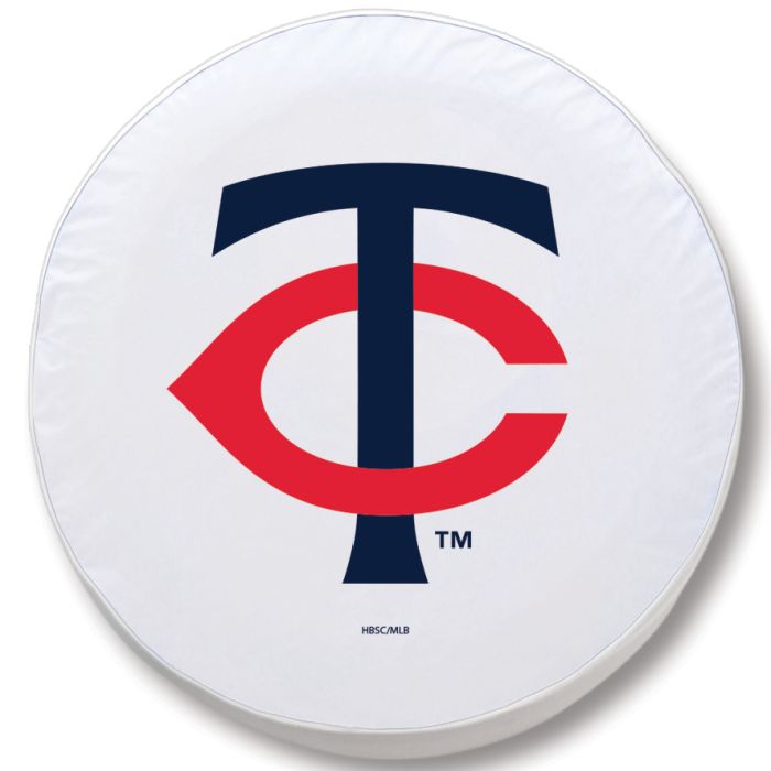 Minnesota Twins Tire Cover - Size Large - (31.25x11") on White Vinyl