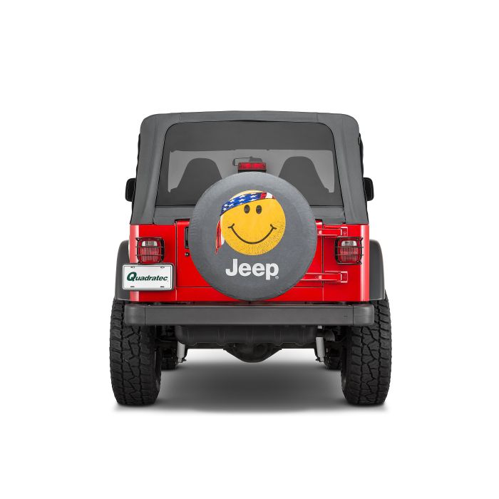 Mopar  Jeep Logo Tire Covers in Black Denim with Smiley Face