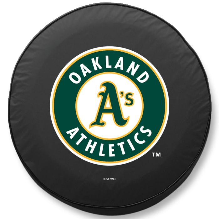 Oakland Athletics Tire Cover - Size D10 - (30.75"x10") on Black Vinyl