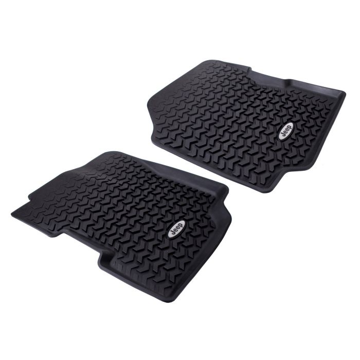 OMIX DMC-12920.22 Jeep Logo All Terrain Front Floor Liner Pair for 76-95 Jeep CJ-5, CJ-7, CJ-8 Scrambler & Wrangler YJ