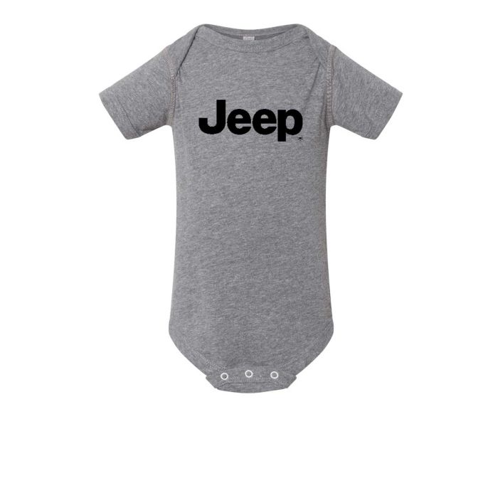 Jeep Merchandise  Jeep Text Logo Baby Onesie in Gray 