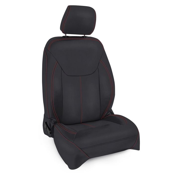 PRP FR SEAT CVR 13-18 JK BLK RED STITCH
