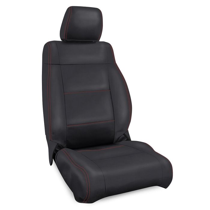 PRP FR SEAT CVR 11-12 JK BLK RED STITCH