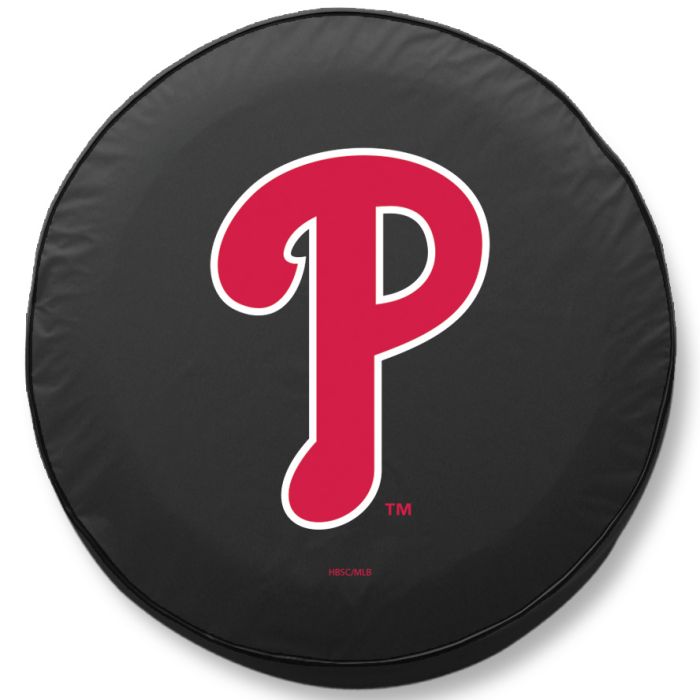 Philadelphia Phillies Tire Cover - Size E10 - (30"x10") on Black Vinyl