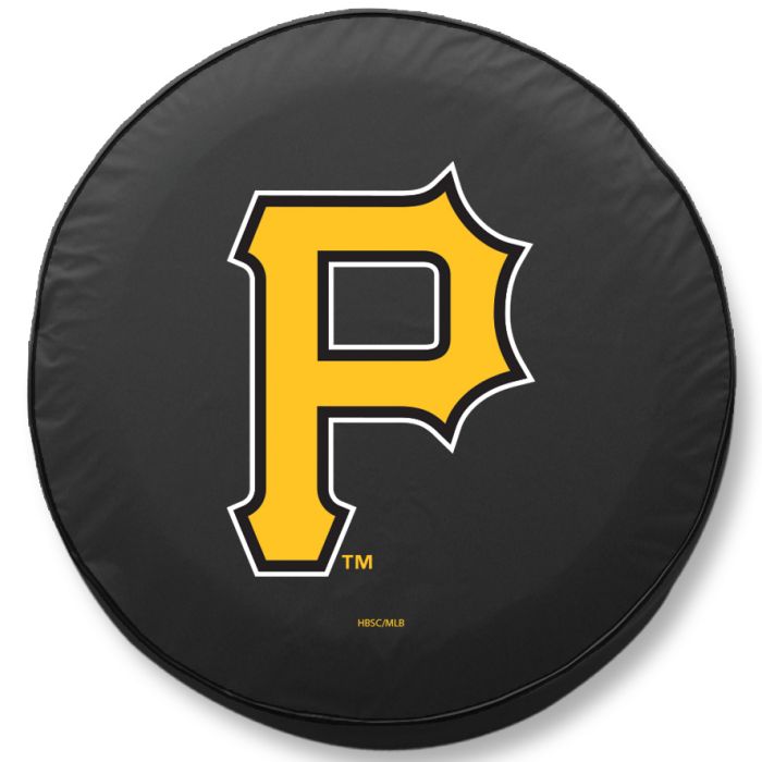 Pittsburgh Pirates Tire Cover - Size E10 - (30"x10") on Black Vinyl