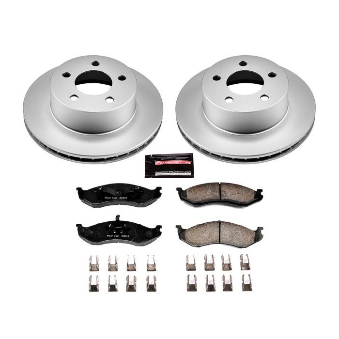Power Stop CRK2119 Front Z17 Evolution Geomet Coated Brake Kit for 90-99 Jeep Cherokee XJ, 90-92 Jeep Comanche MJ, 93-98 Grand Cherokee ZJ, 90 Wagoneer SJ, & 90-99 Jeep Wrangler YJ & TJ