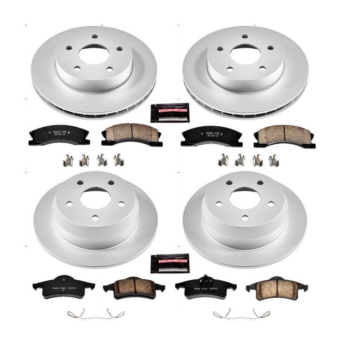Power Stop CRK2150 Front & Rear Z17 Evolution Geomet Coated Brake Kit for 99-04 Jeep Grand Cherokee WJ with Akebono Calipers