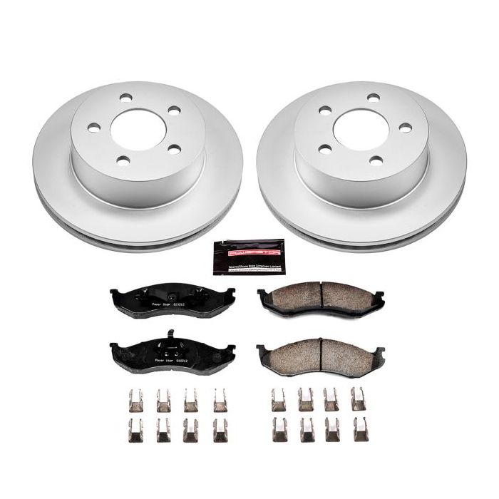 Power Stop CRK2152 Front Z17 Evolution Geomet Coated Brake Kit for 99-01  Jeep Cherokee XJ & 99-06 Jeep Wrangler TJ