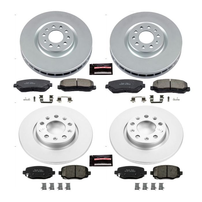 Power Stop CRK6539 Front & Rear Z17 Evolution Geomet Coated Brake Kit for 14-19 Jeep Cherokee KL with Single Piston Front Calipers