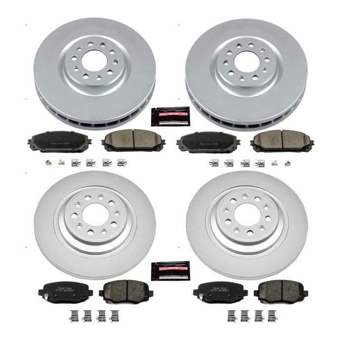 Power Stop CRK6541 Front & Rear Z17 Evolution Geomet Coated Brake Kit for 14-16 Jeep Cherokee KL with Dual Piston Front Calipers