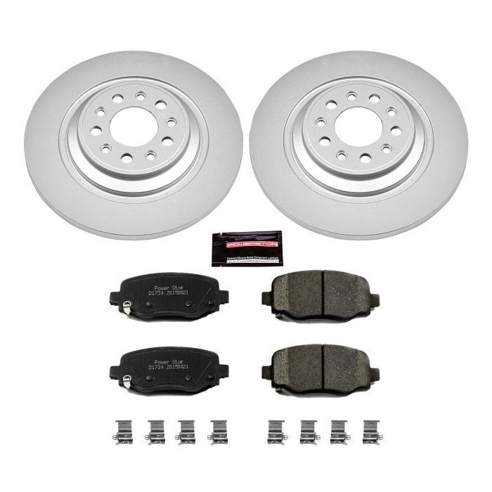 Power Stop CRK6542 Rear Z17 Evolution Geomet Coated Brake Kit for 14-18 Jeep Cherokee KL with Dual Piston Front Calipers