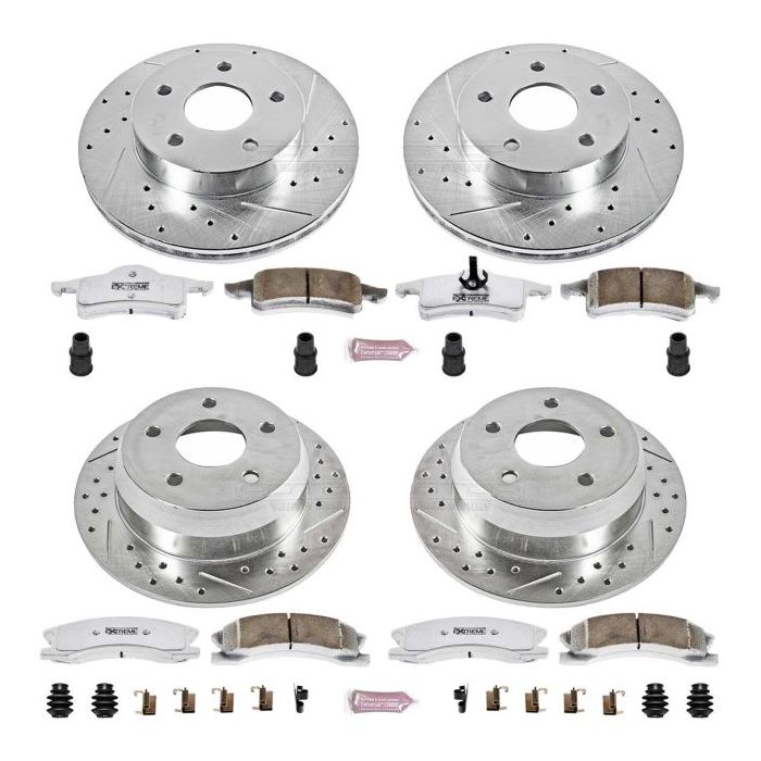 Power Stop K2148-26 Front & Rear Z26 Street Warrior Performance Brake Kit for 99-02 Jeep Grand Cherokee WJ with Teves Calipers