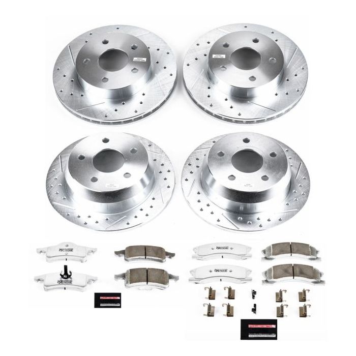 Power Stop K2150-26 Front & Rear Z26 Street Warrior Performance Brake Kit for 99-04 Jeep Grand Cherokee WJ with Akebono Calipers