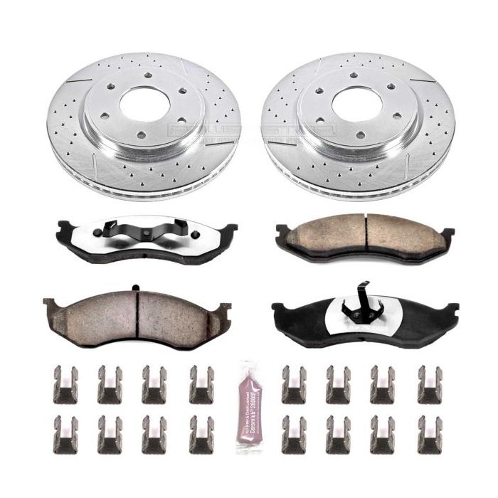 Power Stop K2219-26 Front Z26 Street Warrior Performance Brake Kit for 05-10  Jeep Grand Cherokee WK & 06-10 Jeep Commander XK