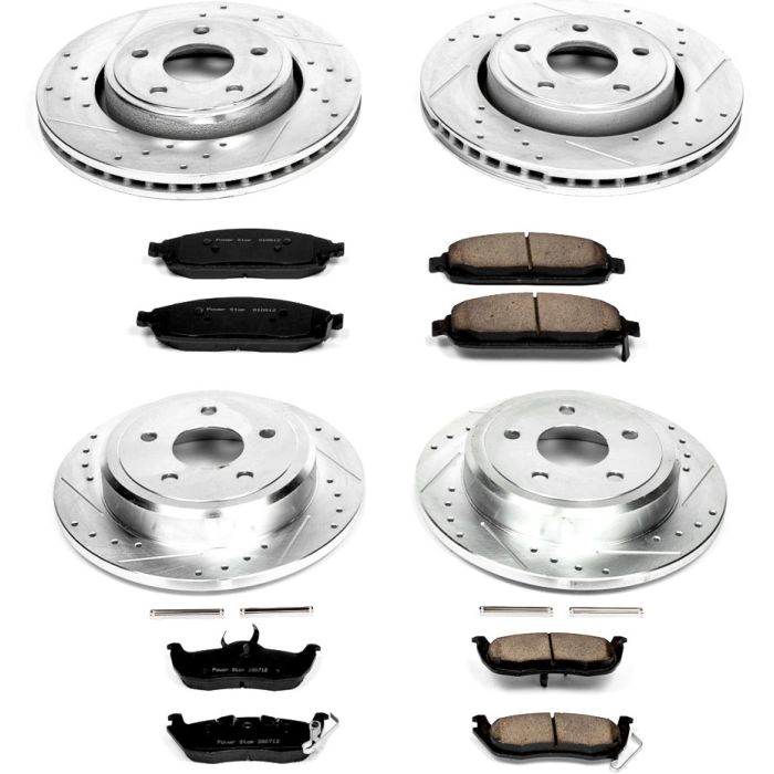 Power Stop K2220 Front & Rear Z23 Evolution Sport Performance 1-Click Brake Kit for 05-10 Jeep Commander XK & Grand Cherokee WK