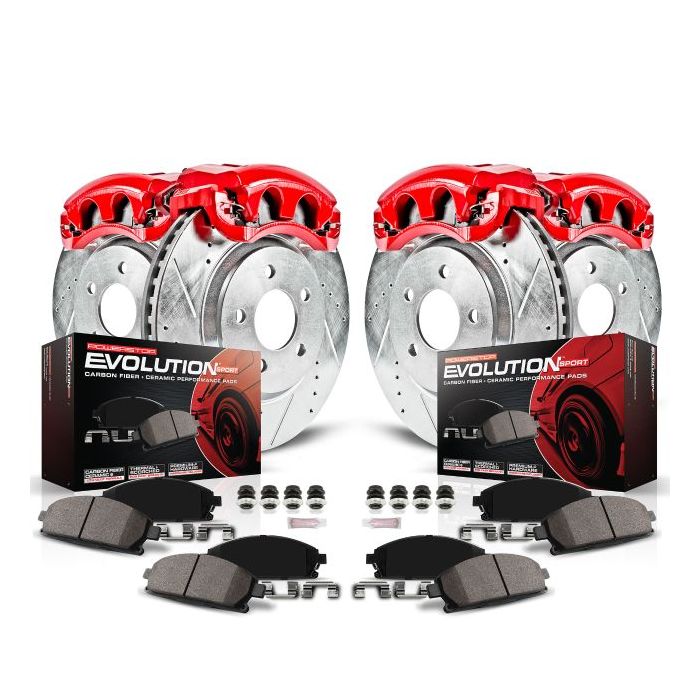 Power Stop KC6537 Front & Rear Z23 Evolution  Sport Performance 1-Click Brake Kit w/Calipers for 13-15 Jeep Grand Cherokee WK2