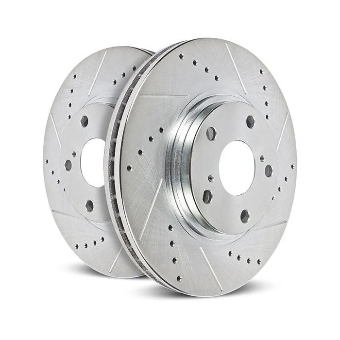 PowerStop JBR1921XPR Evolution Drilled, Slotted & Zinc Plated Rear Rotors for 24-26 Toyota Tacoma