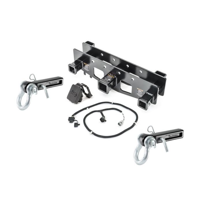 VersaHitch  2" Receiver Hitch with Wiring Kit, Jeep Logo Plug, 1.5" Receiver D-Ring Mounts & 3/4" D-Rings for 07-18 Jeep Wrangler JK