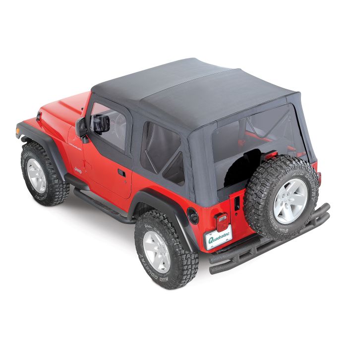 QuadraTop 11000.4635 Premium Sailcloth Replacement Soft Top & Upper Doors in Black Diamond  for 97-06 Jeep Wrangler TJ