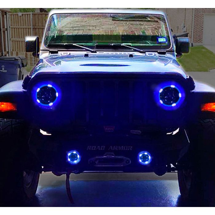 Quake LED QTE915 RGB Halo 9" LED Headlights and Fog Lights  for 18-22 Jeep Wrangler JL & Gladiator JT