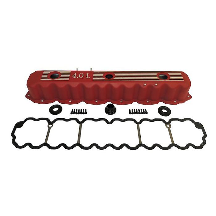 Crown Automotive RT35002 Aluminum Valve Cover Kit in Red for 93-04 Jeep Wrangler YJ & TJ, Cherokee XJ & ZJ with 4.0L