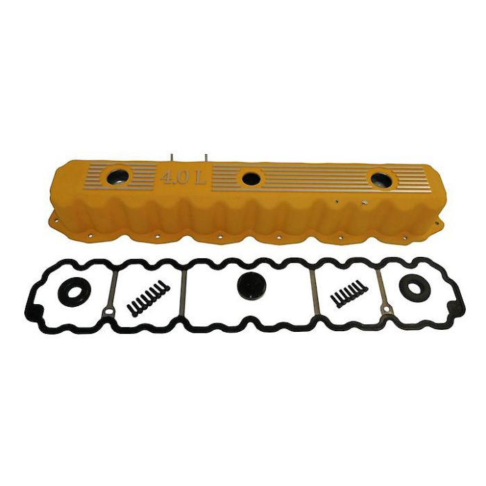 Crown Automotive RT35003 Aluminum Valve Cover Kit in Yellow for 93-04 Jeep Wrangler YJ, TJ, Cherokee XJ & ZJ with 4.0L