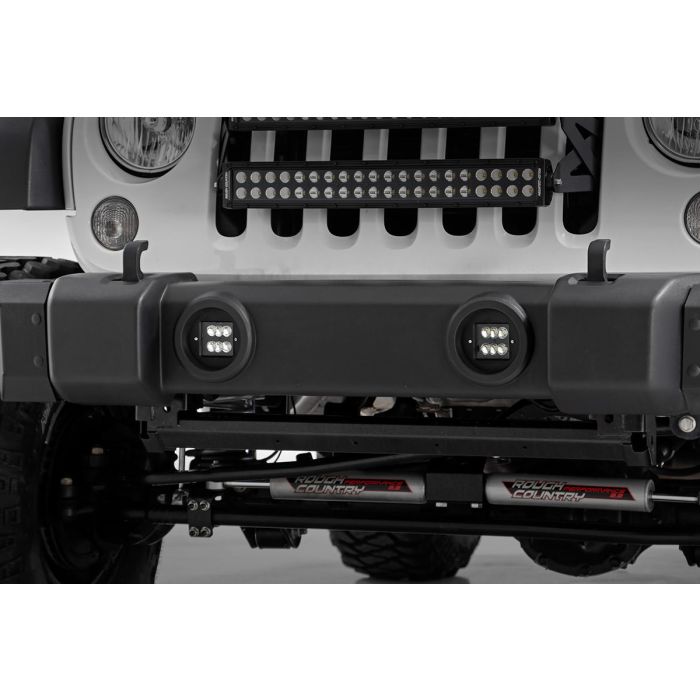 Rough Country  2in LED Cube Lights with Fog Light Mount Kit for 07-18 Jeep Wrangler JK