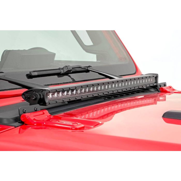 Rough Country  30in LED Light Bar with Hood Mount Kit for 18-22 Jeep Wrangler JL & Gladiator JT
