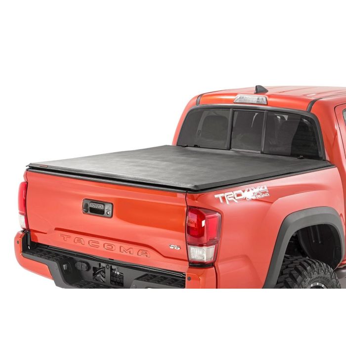 Rough Country 41716501A Soft Tri-Fold Bed Cover for 16-23 Toyota Tacoma with 5' Bed