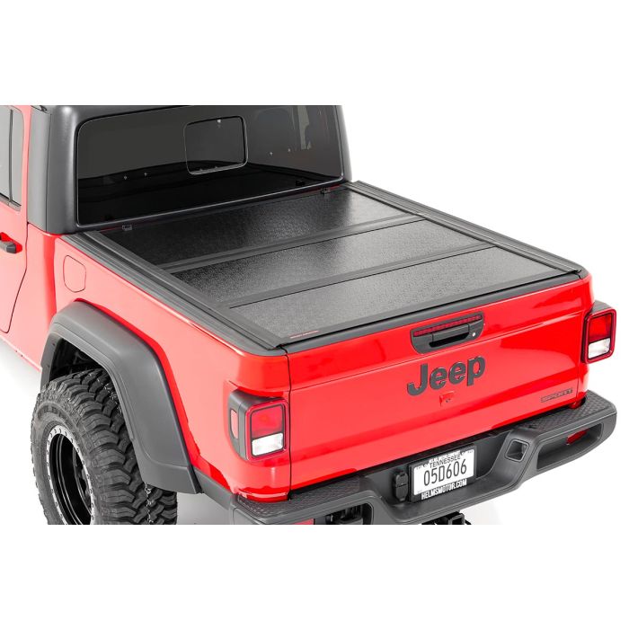 Rough Country 47620500 Low Profile Hard Tri-Fold Tonneau Cover for 20-21 Jeep Gladiator JT