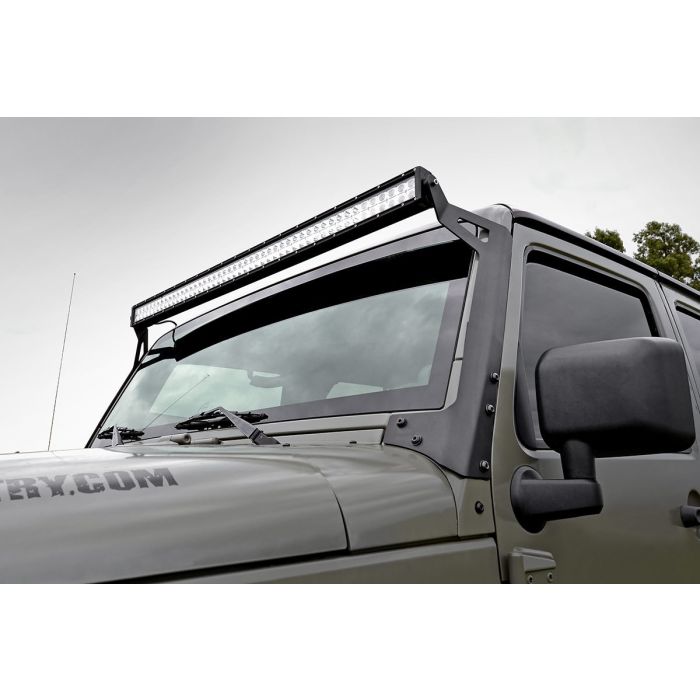 Rough Country  50in LED Light Bar Kit with Windshield Mounts for 07-18 Jeep Wrangler JK