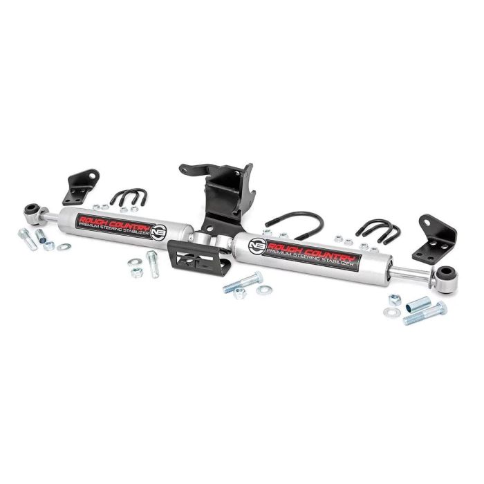 Rough Country 87304 N3 Dual Steering Stabilizer for 18-22 Jeep Wrangler JL & Gladiator JT