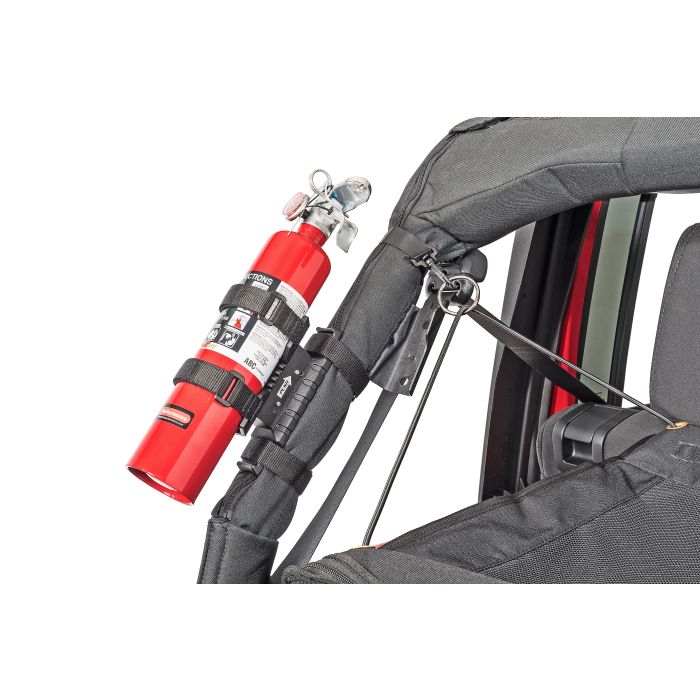 Rugged Ridge 11238.40 Elite Quick Release Fire Extinguisher Holder for 76-20 Jeep CJ and Wrangler YJ, TJ, JK, JL and Gladiator JT