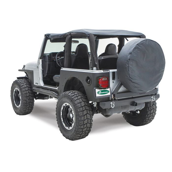 Smittybilt  Classic Rear Bumper with 2" Receiver & Swing Away Tire Carrier in Textured Black for 87-06 Jeep Wrangler YJ, TJ & Unlimited