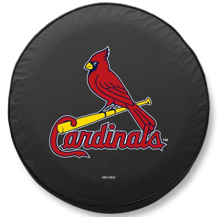 St. Louis Cardinals Tire Cover - Size A (34"x8") on Black Vinyl