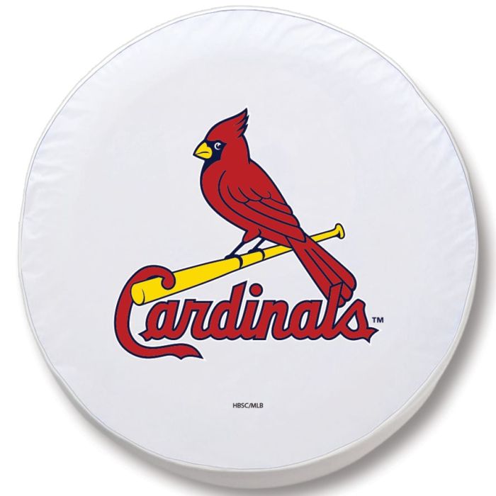 St. Louis Cardinals Tire Cover - Size J - (27"x8") on White Vinyl